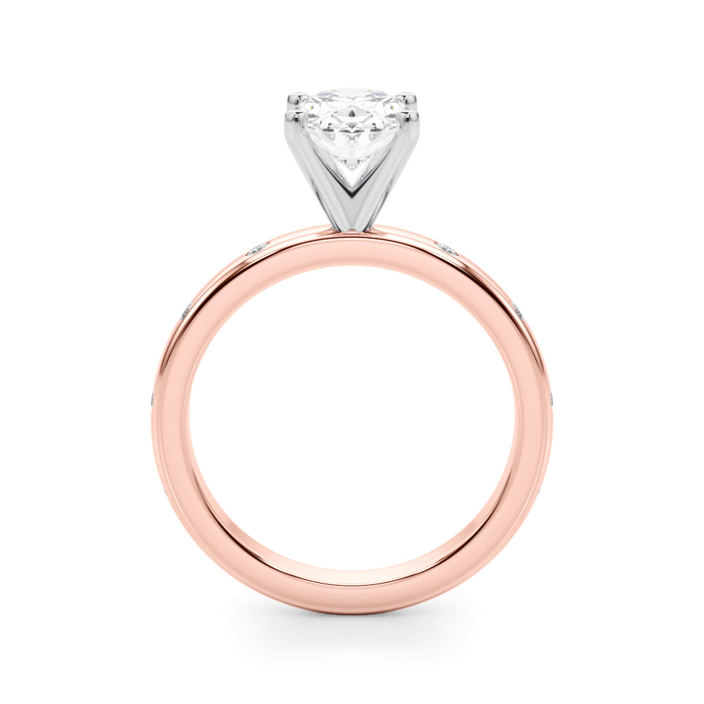 LUMEO Oval Solitaire Diamond Engagement Ring Side View in 18k Solid Rose Gold 