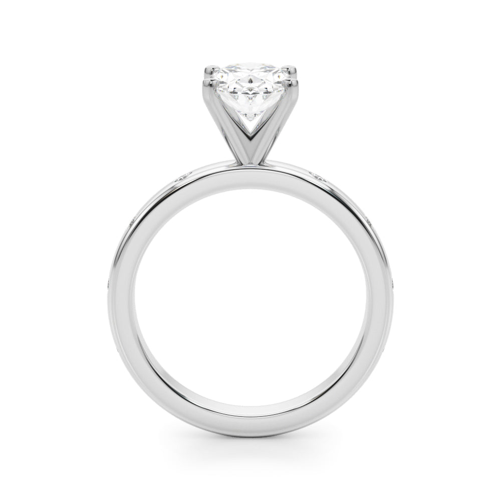 LUMEO Oval Solitaire Diamond Engagement Ring Side View in Platinum 