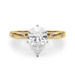 LUMEO Pear Solitaire Diamond Engagement Ring Angle View in 18k Solid Yellow Gold 
