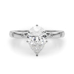 LUMEO Pear Solitaire Diamond Engagement Ring Angle View in Platinum 