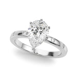 LUMEO Pear Solitaire Diamond Engagement Ring Front View in Platinum 