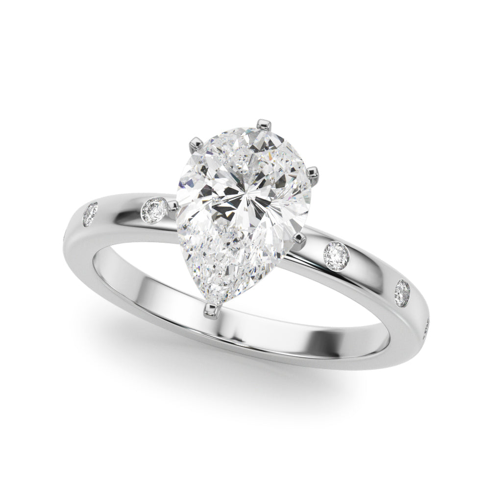 LUMEO Pear Solitaire Diamond Engagement Ring Front View in Platinum #platinum