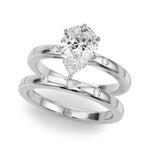 LUMEO Pear Solitaire Diamond Engagement Ring Set in Platinum 
