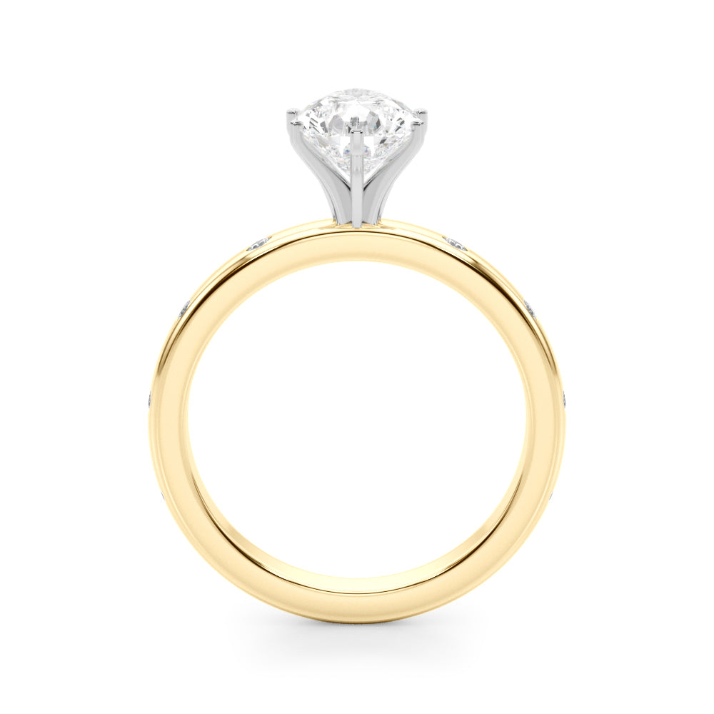 LUMEO Pear Solitaire Diamond Engagement Ring Side View in 18k Solid Yellow Gold 