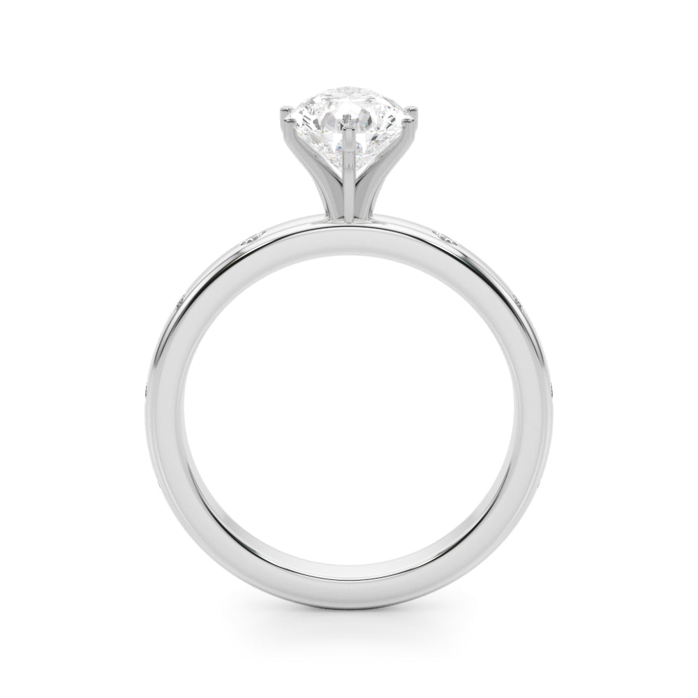 LUMEO Pear Solitaire Diamond Engagement Ring Side View in Platinum 