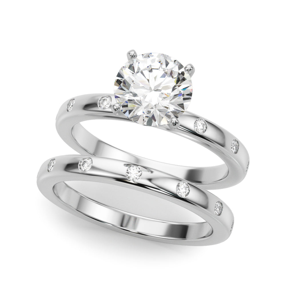 LUMEO Round Solitaire Diamond Engagement Ring Set in Platinum 