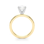 LUMEO Round Solitaire Diamond Engagement Ring Side View in 18k Solid Yellow Gold 