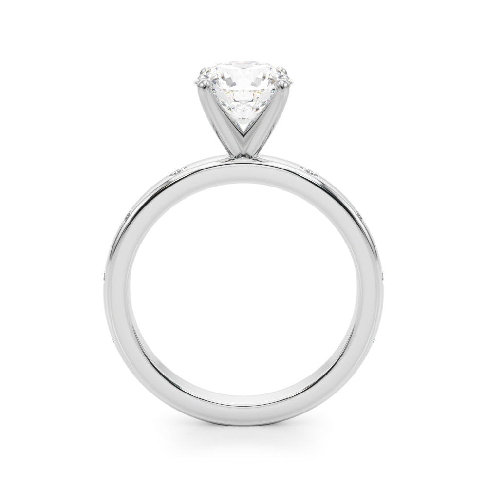 LUMEO Round Solitaire Diamond Engagement Ring Side View in Platinum 