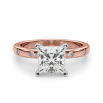 LUMEO Princess Solitaire Diamond Engagement Ring Angle View in 18k Solid Rose Gold 