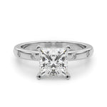 LUMEO Princess Solitaire Diamond Engagement Ring Angle View in Platinum 
