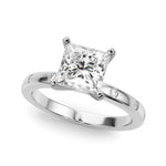 LUMEO Princess Solitaire Diamond Engagement Ring Front View in Platinum 