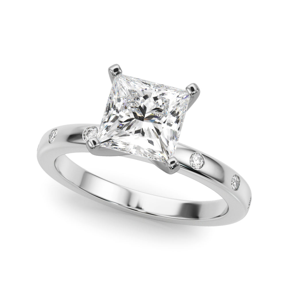 LUMEO Princess Solitaire Diamond Engagement Ring Front View in Platinum 