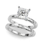 LUMEO Princess Solitaire Diamond Engagement Ring Set in Platinum 