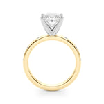 LUMEO Princess Solitaire Diamond Engagement Ring Side View in 18k Solid Yellow Gold 