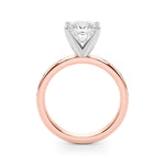 LUMEO Princess Solitaire Diamond Engagement Ring Side View in 18k Solid Rose Gold 