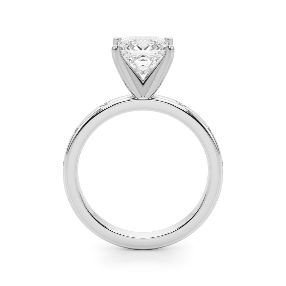 LUMEO Princess Solitaire Diamond Engagement Ring Side View in Platinum 
