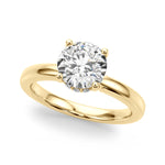 LUMEO Round Hidden Halo Diamond Engagement Ring Front View in 18k Solid Yellow Gold 