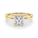 LUMEO Round Hidden Halo Diamond Engagement Ring Angle View in 18k Solid Yellow Gold 