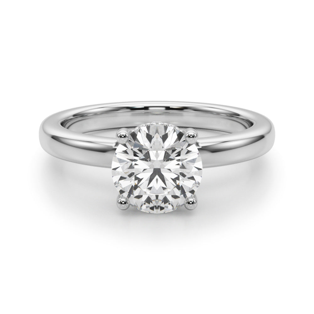 LUMEO Round Hidden Halo Diamond Engagement Ring Angle View in Platinum 