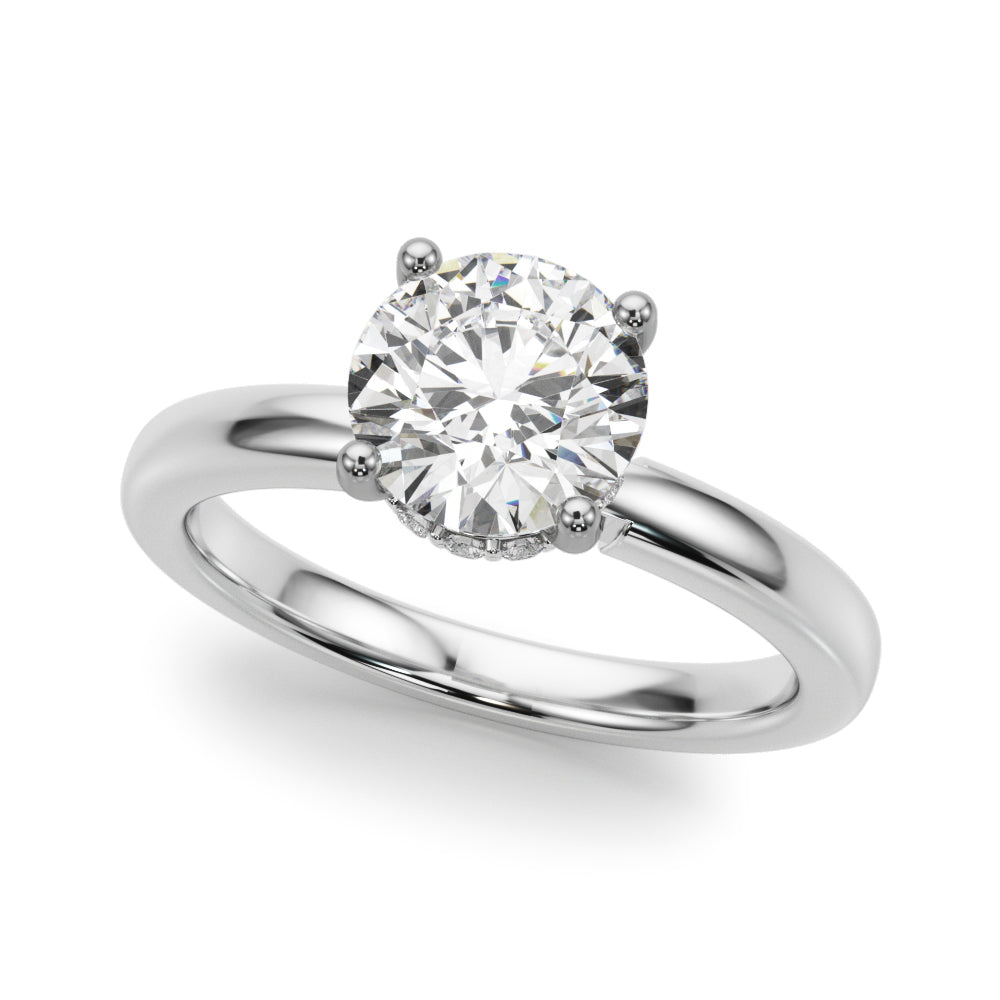 LUMEO Round Hidden Halo Diamond Engagement Ring Front View in Platinum 