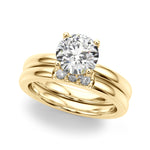 LUMEO Round Hidden Halo Diamond Engagement Ring Set in 18k Solid Yellow Gold 