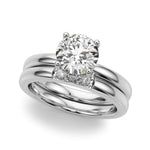 LUMEO Round Hidden Halo Diamond Engagement Ring Set in Platinum 