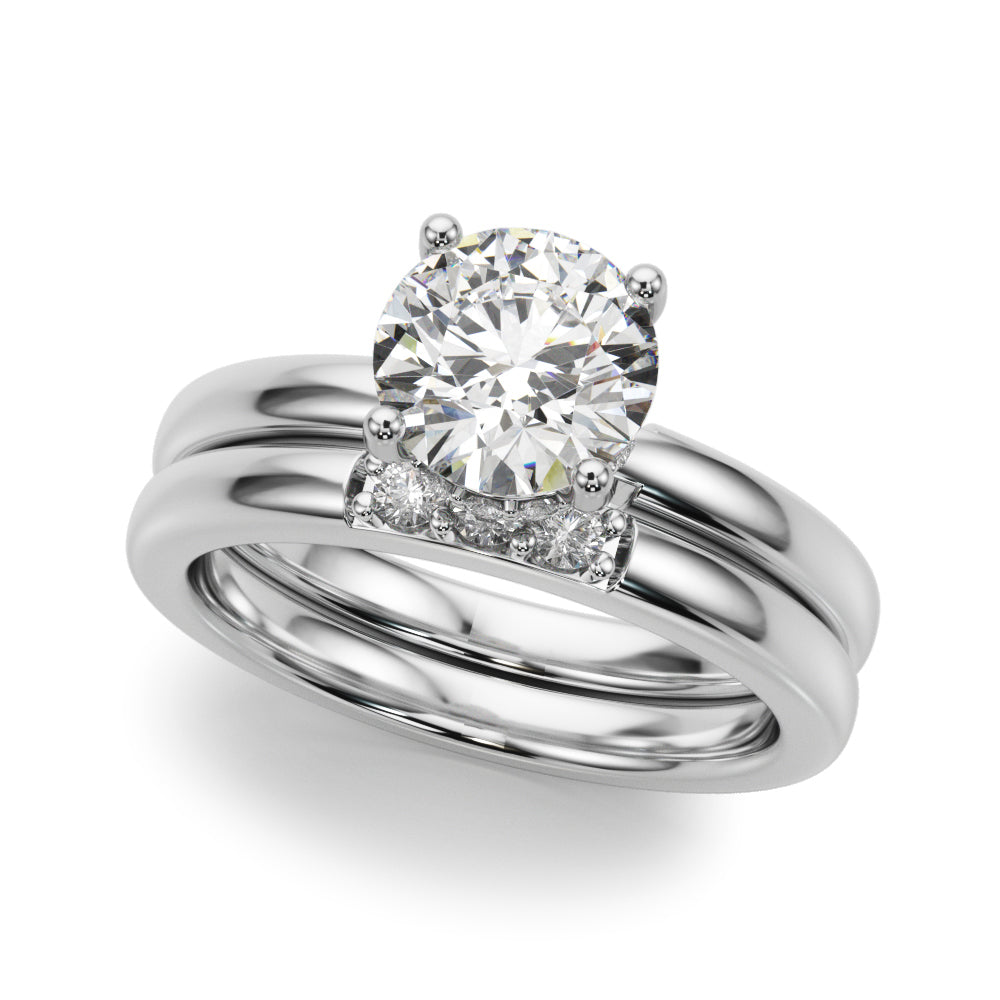 LUMEO Round Hidden Halo Diamond Engagement Ring Set in Platinum 