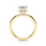 LUMEO Round Hidden Halo Diamond Engagement Ring Side View in 18k Solid Yellow Gold 