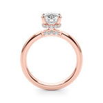 LUMEO Round Hidden Halo Diamond Engagement Ring Side View in 18k Solid Rose Gold 