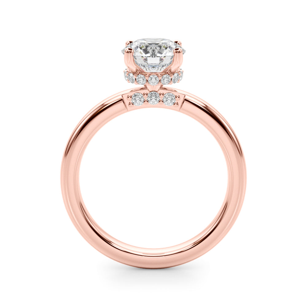 LUMEO Round Hidden Halo Diamond Engagement Ring Side View in 18k Solid Rose Gold 
