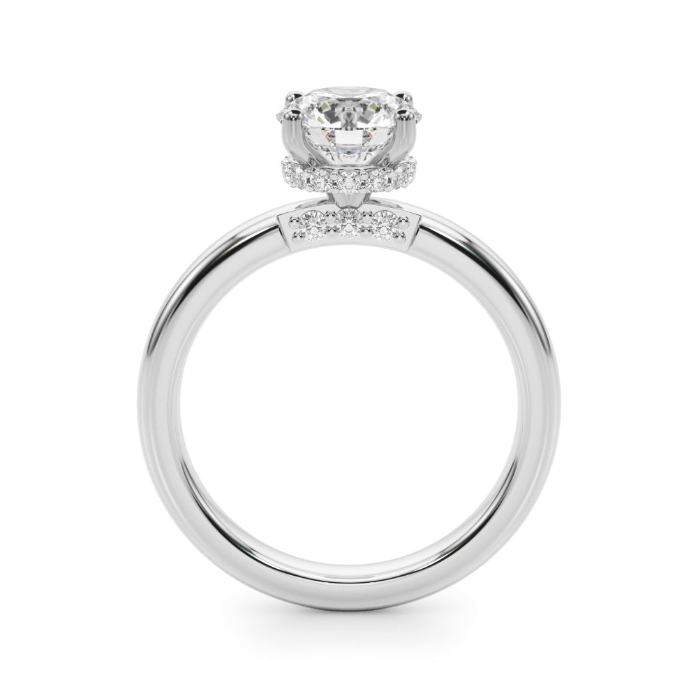 LUMEO Round Hidden Halo Diamond Engagement Ring Side View in Platinum 