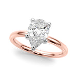 LUMEO Pear Solitaire Diamond Engagement Ring Front View in 18k Solid Rose Gold 