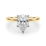 LUMEO Pear Solitaire Diamond Engagement Ring Angle View in 18k Solid Yellow Gold 