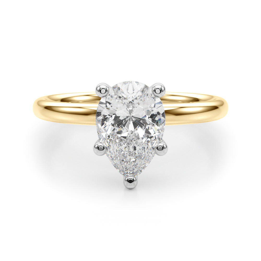 LUMEO Pear Solitaire Diamond Engagement Ring Angle View in 18k Solid Yellow Gold 