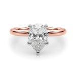 LUMEO Pear Solitaire Diamond Engagement Ring Angle View in 18k Solid Rose Gold 