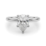 LUMEO Pear Solitaire Diamond Engagement Ring Angle View in Platinum 