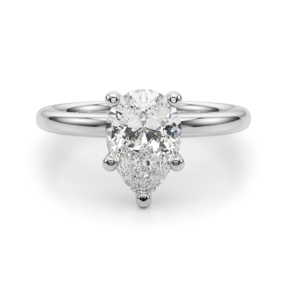 LUMEO Pear Solitaire Diamond Engagement Ring Angle View in Platinum 