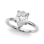LUMEO Pear Solitaire Diamond Engagement Ring Front View in Platinum 