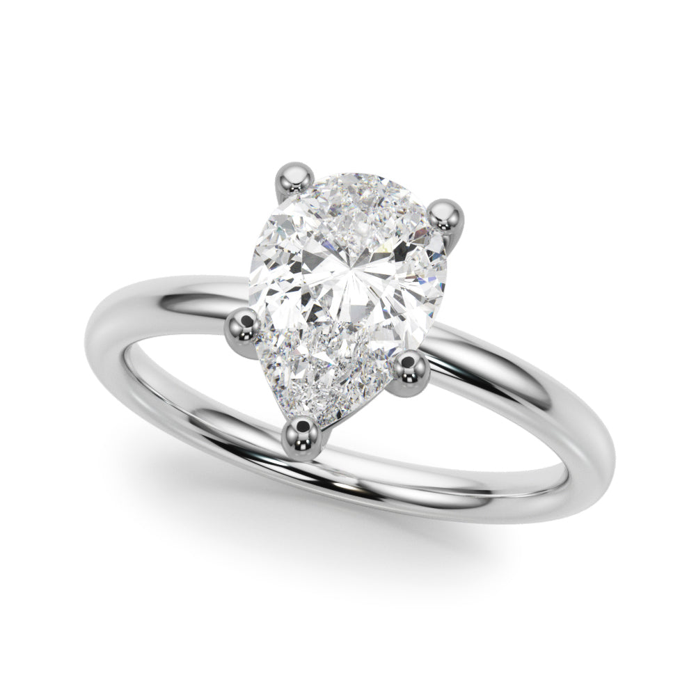 LUMEO Pear Solitaire Diamond Engagement Ring Front View in Platinum 