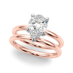LUMEO Pear Solitaire Diamond Engagement Ring Set in 18k Solid Rose Gold 