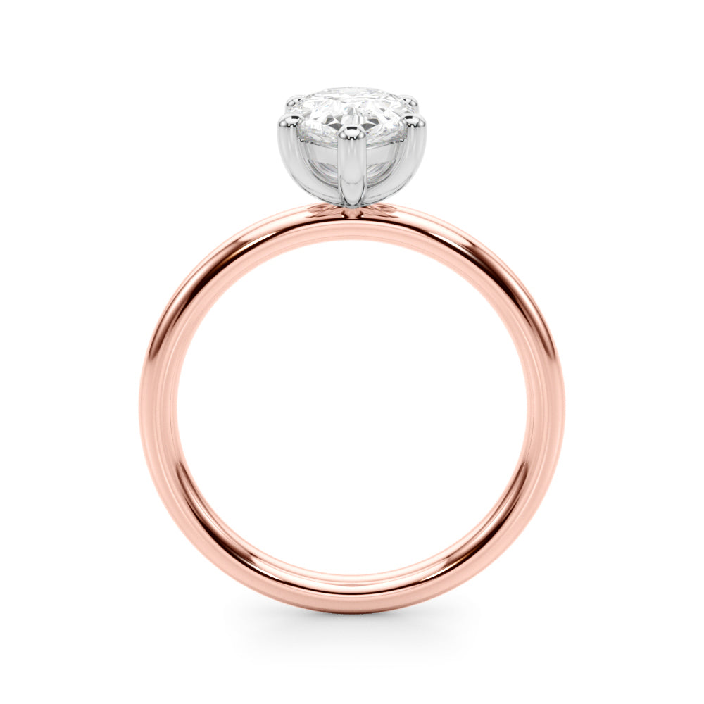 LUMEO Pear Solitaire Diamond Engagement Ring Side View in 18k Solid Rose Gold 