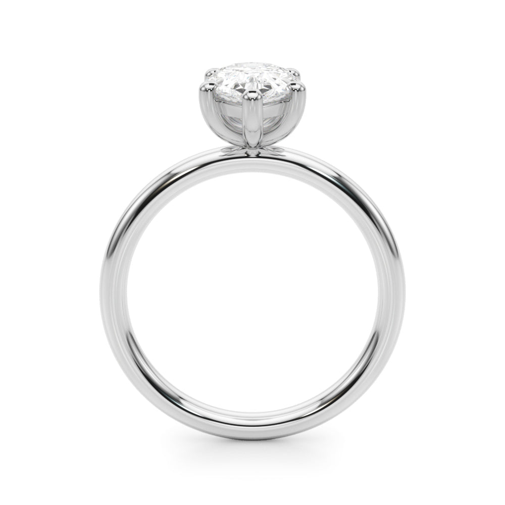 LUMEO Pear Solitaire Diamond Engagement Ring Side View in Platinum 