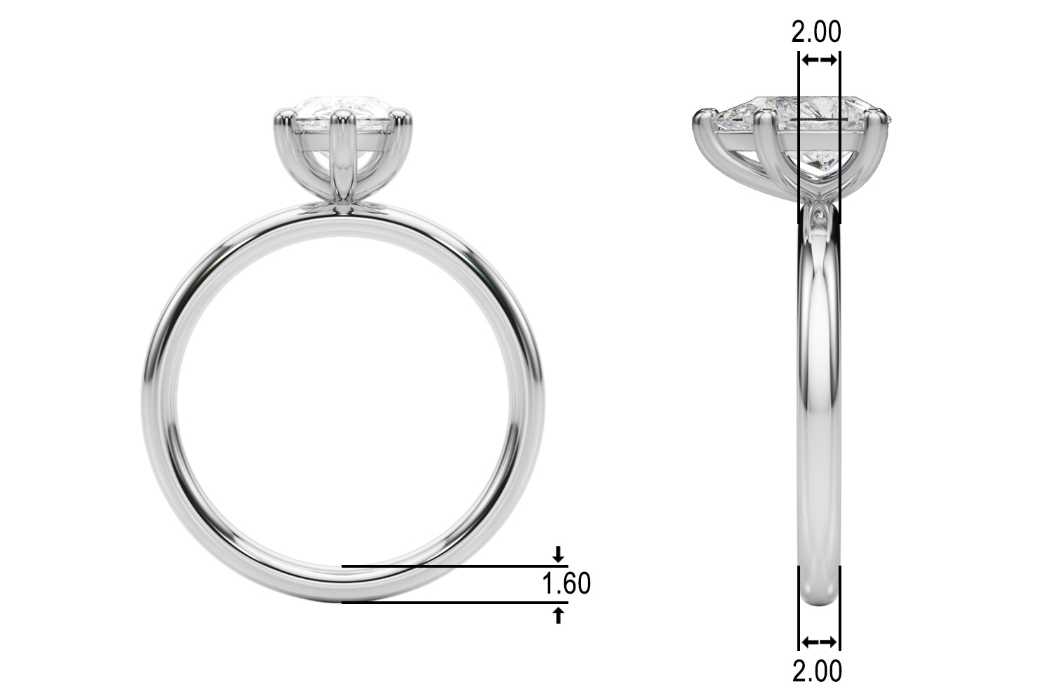 LUMEO Pear Solitaire 2mm Engagement Ring 