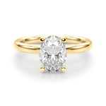 LUMEO Oval Solitaire Diamond Engagement Ring Angle View in 18k Solid Yellow Gold 