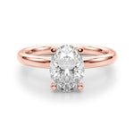 LUMEO Oval Solitaire Diamond Engagement Ring Angle View in 18k Solid Rose Gold 