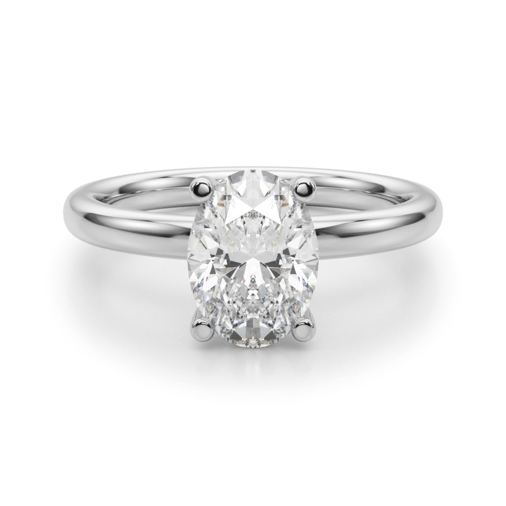 LUMEO Oval Solitaire Diamond Engagement Ring Angle View in Platinum 