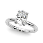 LUMEO Oval Solitaire Diamond Engagement Ring Front View in Platinum 