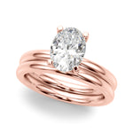 LUMEO Oval Solitaire Diamond Engagement Ring Set in 18k Solid Rose Gold 