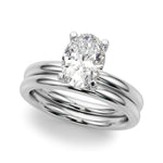 LUMEO Oval Solitaire Diamond Engagement Ring Set in Platinum 