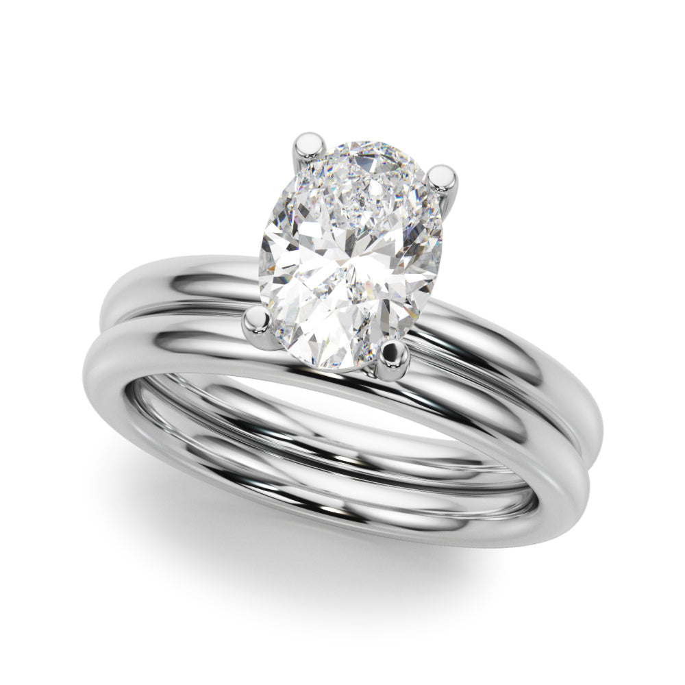 LUMEO Oval Solitaire Diamond Engagement Ring Set in Platinum 